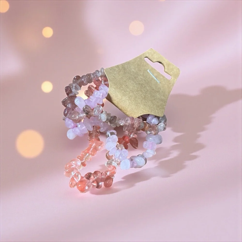 Boho Elegant Pink Stone Beaded Bracelet